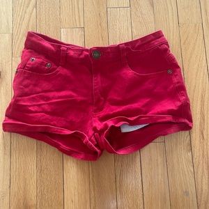 Red Denim Shorts
